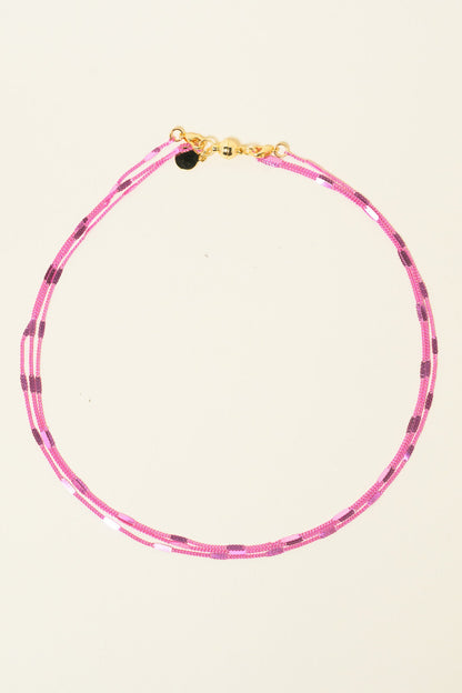 Vegas Night Necklace - Metallic Barbie Pink