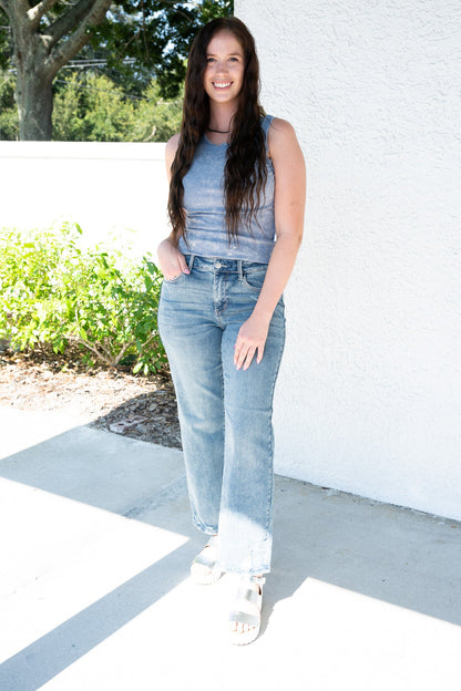 Judy Blue Lovin On Me Mid Rise Distressed Straight Jeans