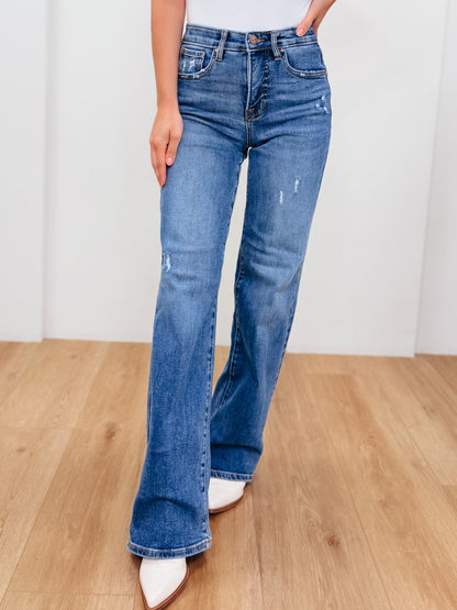 The Bray By Risen - High Rise Tummy Control Wide Leg Jeans- Medium