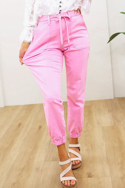 Judy Blue Icing On The Cake High Rise Garment Dyed Joggers - Pink *JB