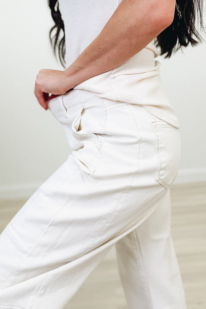 The Downtown By Risen - High Rise Relaxed Barrel Cuffed Jeans - Ivory