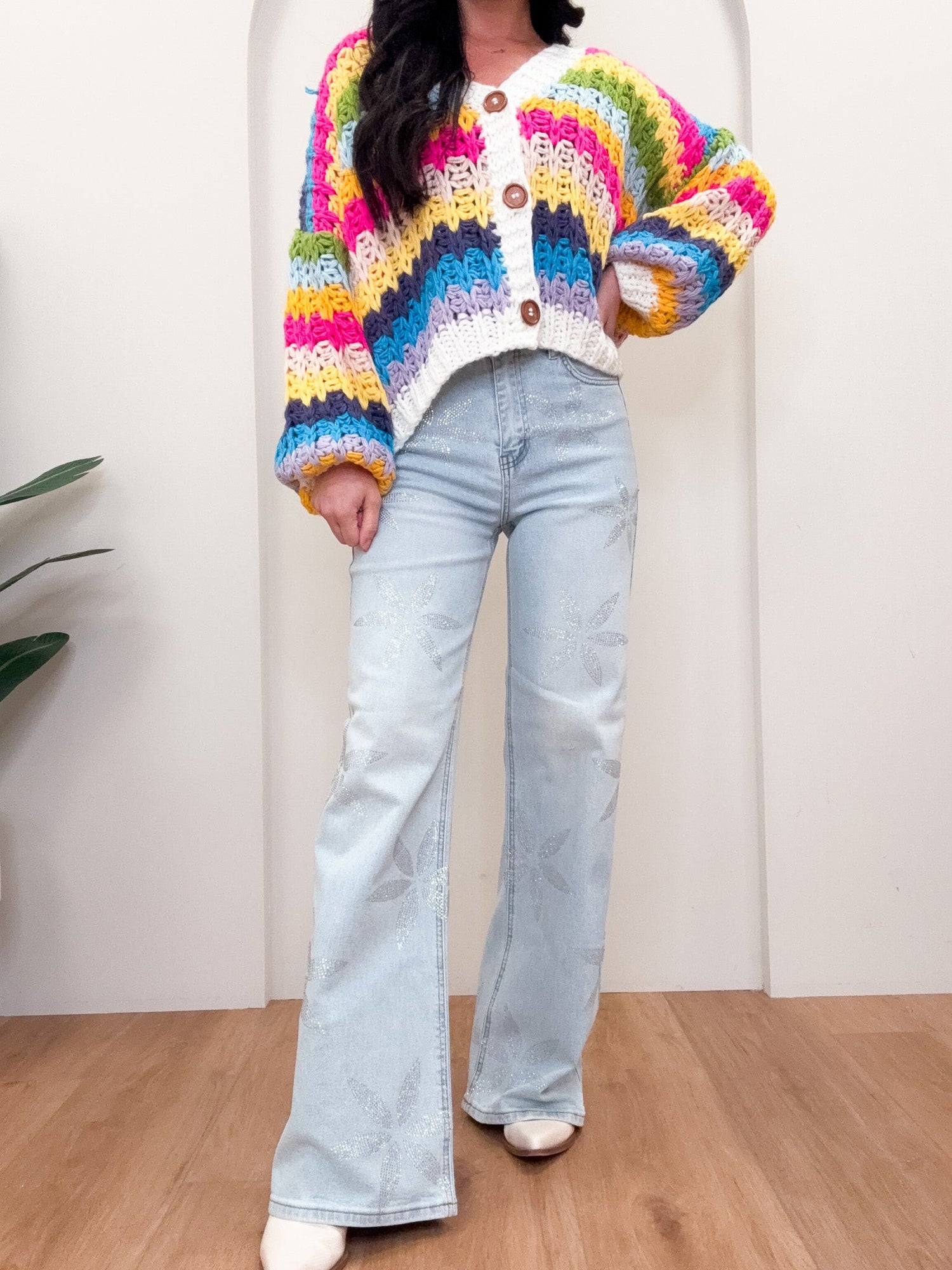 Blowin In The Wind By Vibrant M.i.U - Rhinestone Wide Leg Jeans