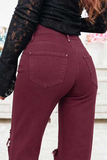 True Obsession By Denim BAR - Tummy Control Jeans - Burgundy