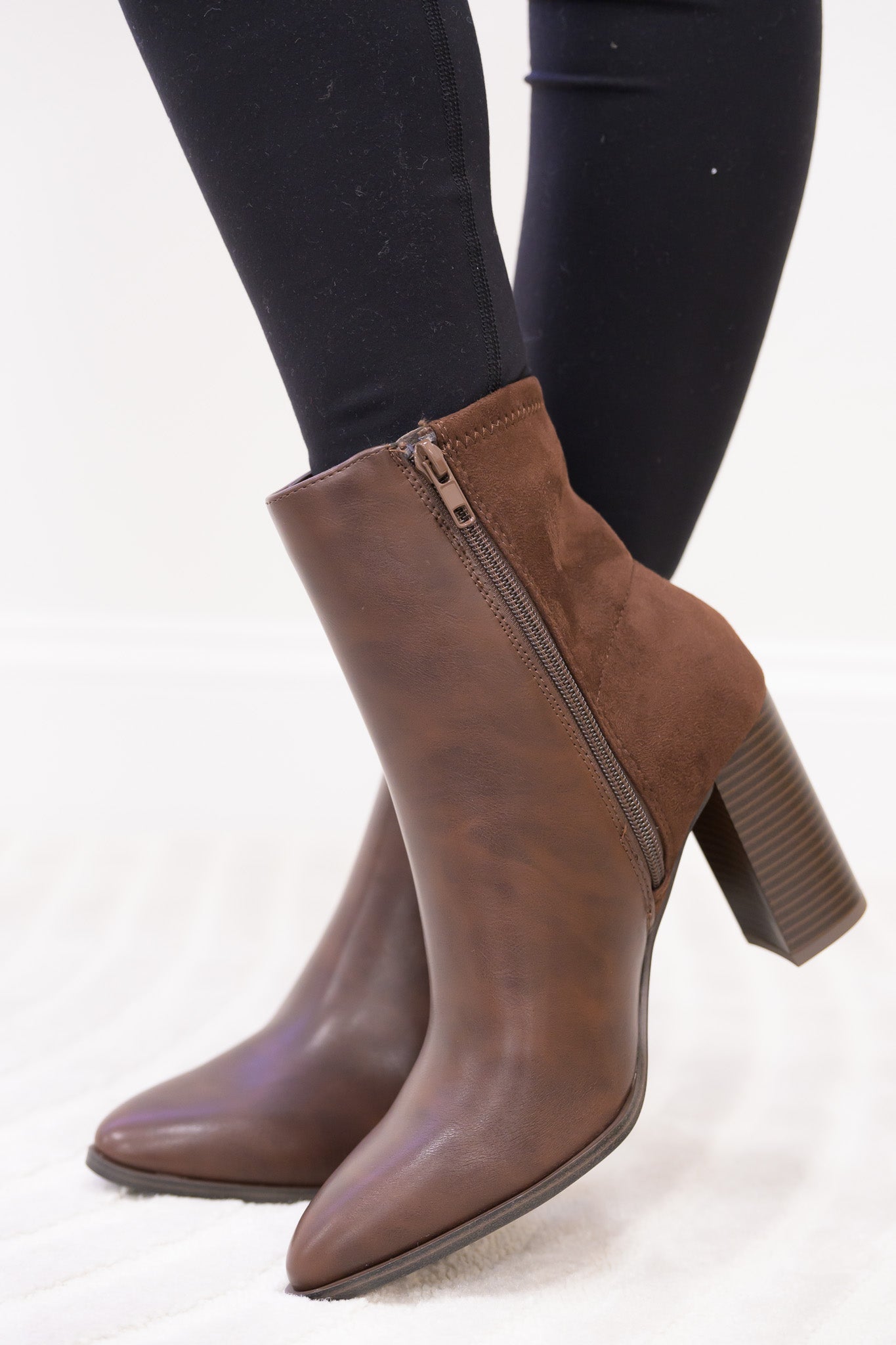 Mover Pointed Toe Ankle Booties - Brown