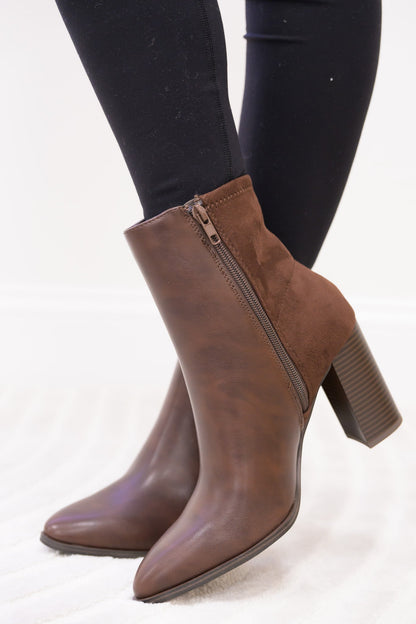 Mover Pointed Toe Ankle Booties - Brown