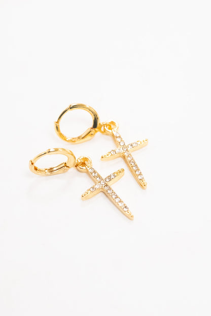 Cross Of Hope Earrings - Metallic Moonlight