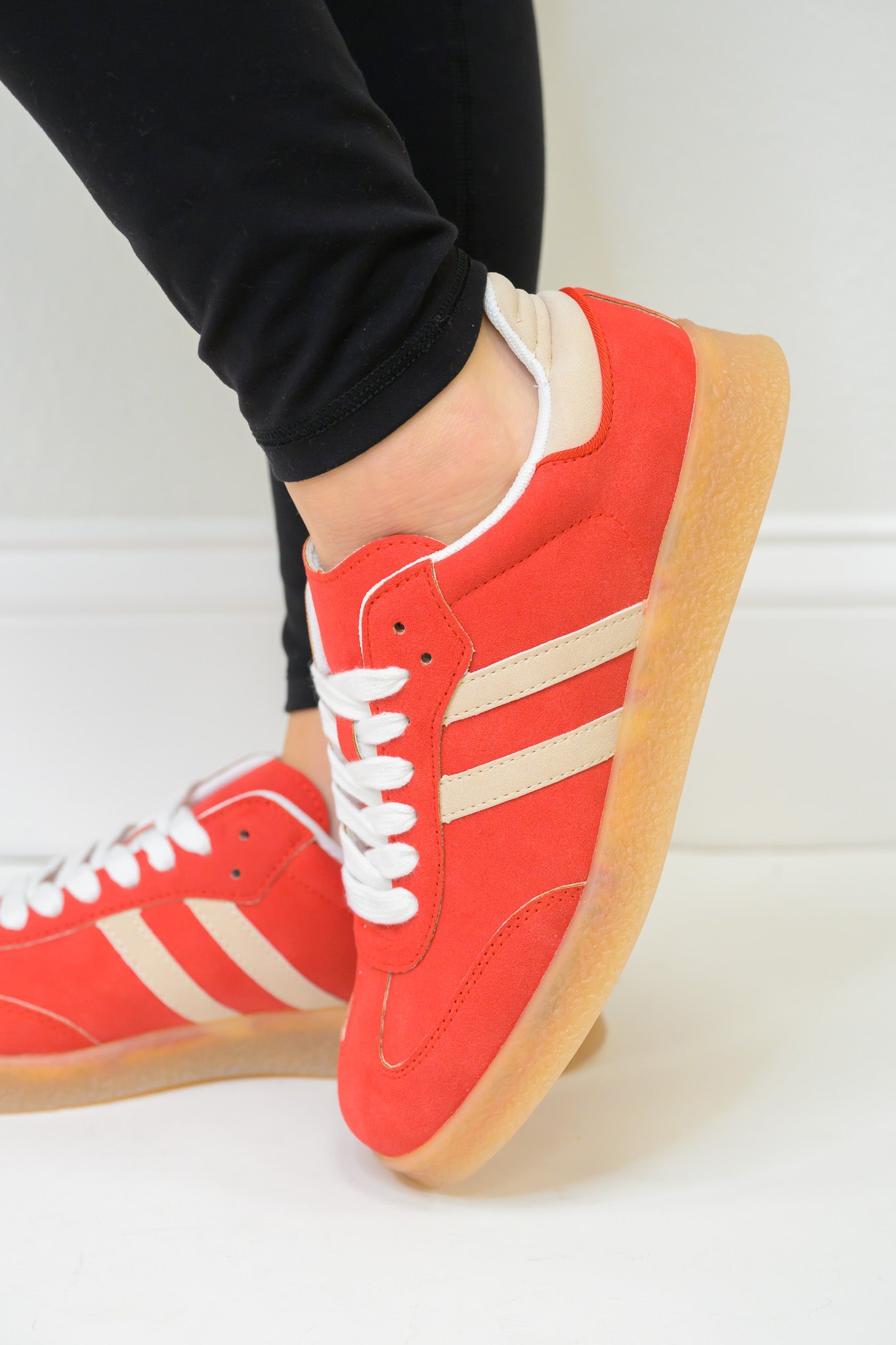 Christi Double Stripe Sneakers - Vintage Red