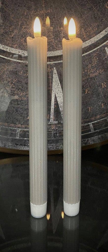 1" x 10" Fluted Radiance Wax Tapers - 2pk Grey