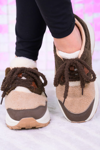 Teddy Bear Furry Sneakers - Brown Beige
