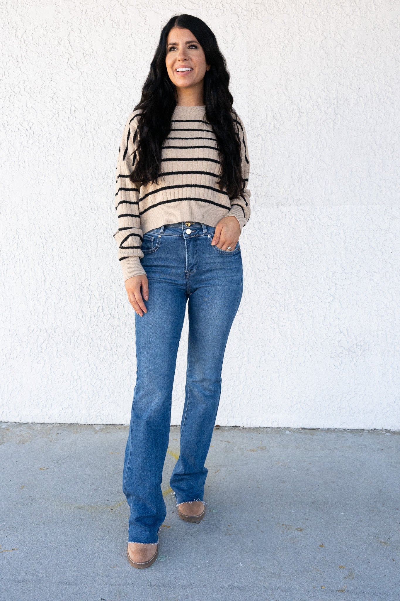 Sassy & Classy By Risen - High Rise Bootcut Double Button Jeans