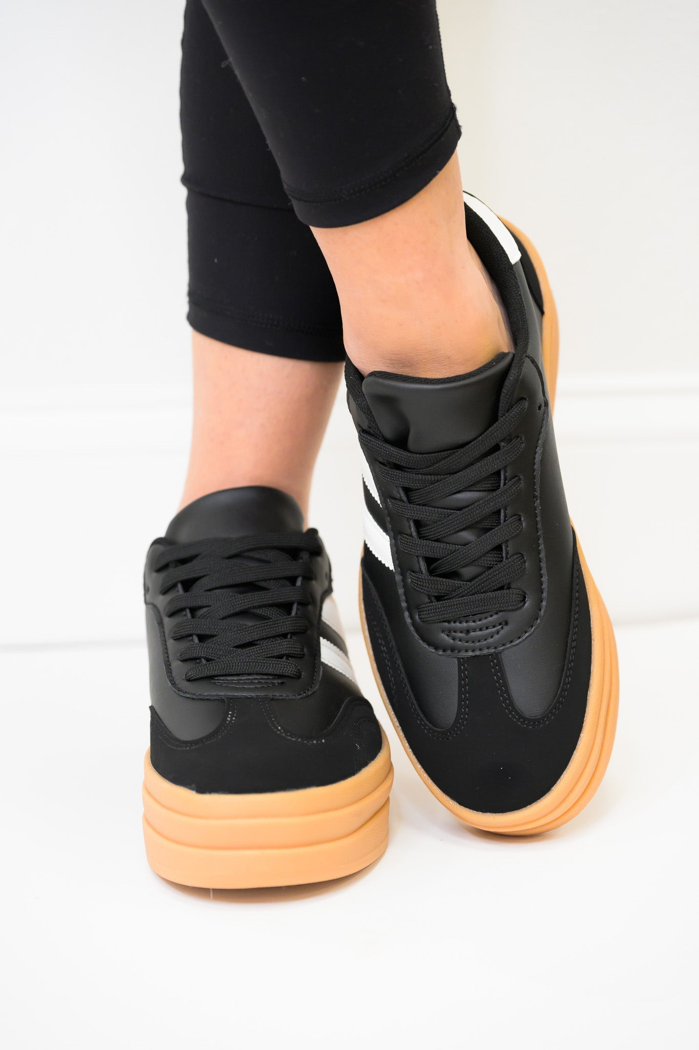 Topping Double Strap Platform Sneakers - Black White