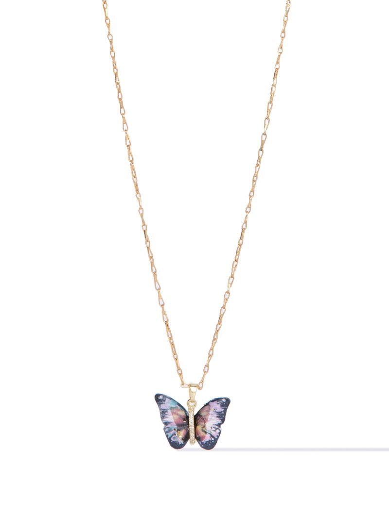 Berry Butterfly Necklace - Black Mystic