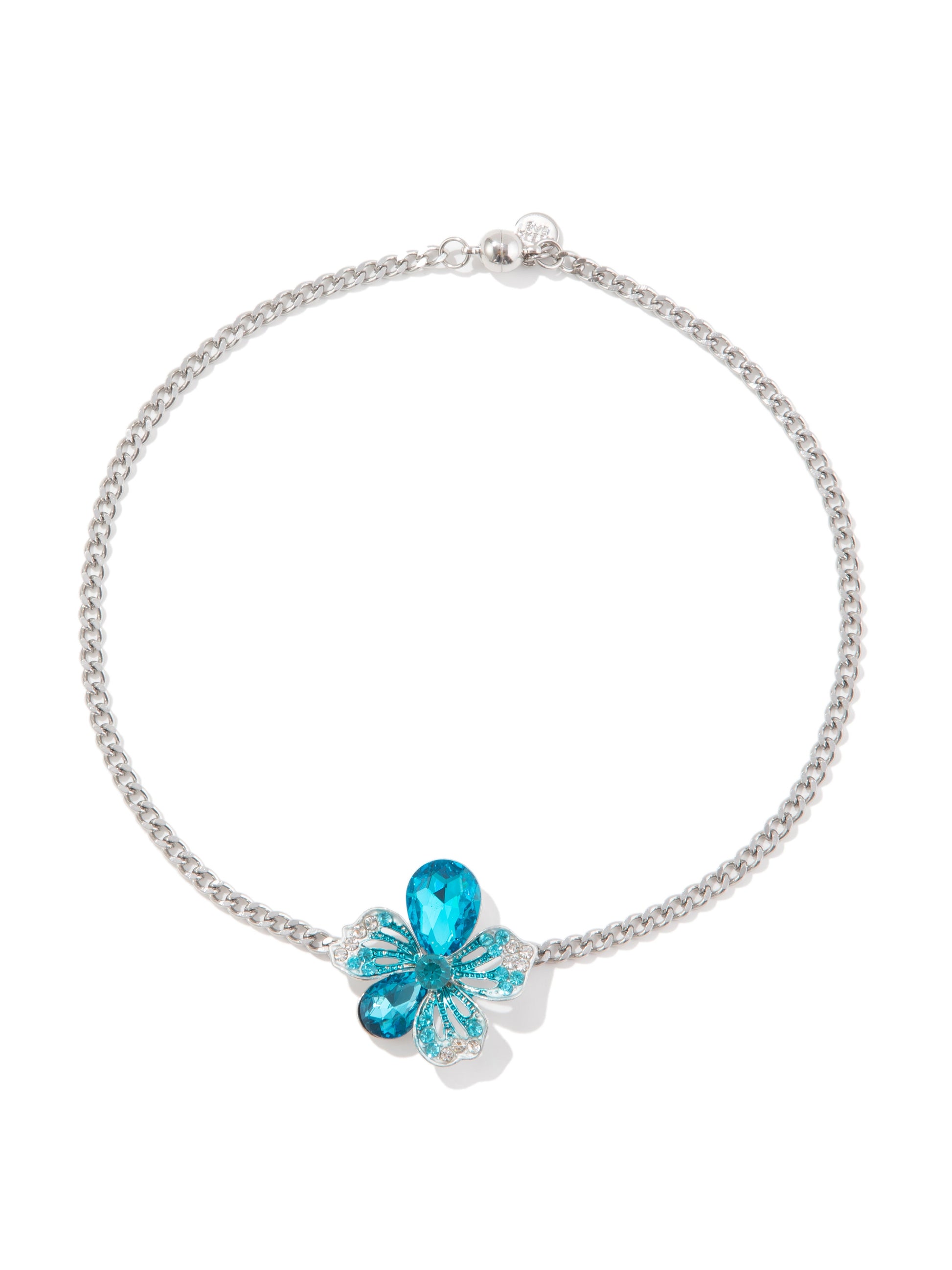 Floral Dawn Necklace - Silver Blue Lagoon