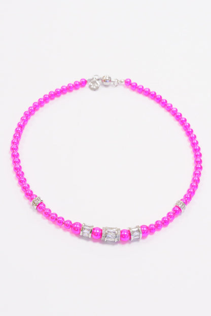 Let You Love Me Necklace - Silver Metallic Neon Pink
