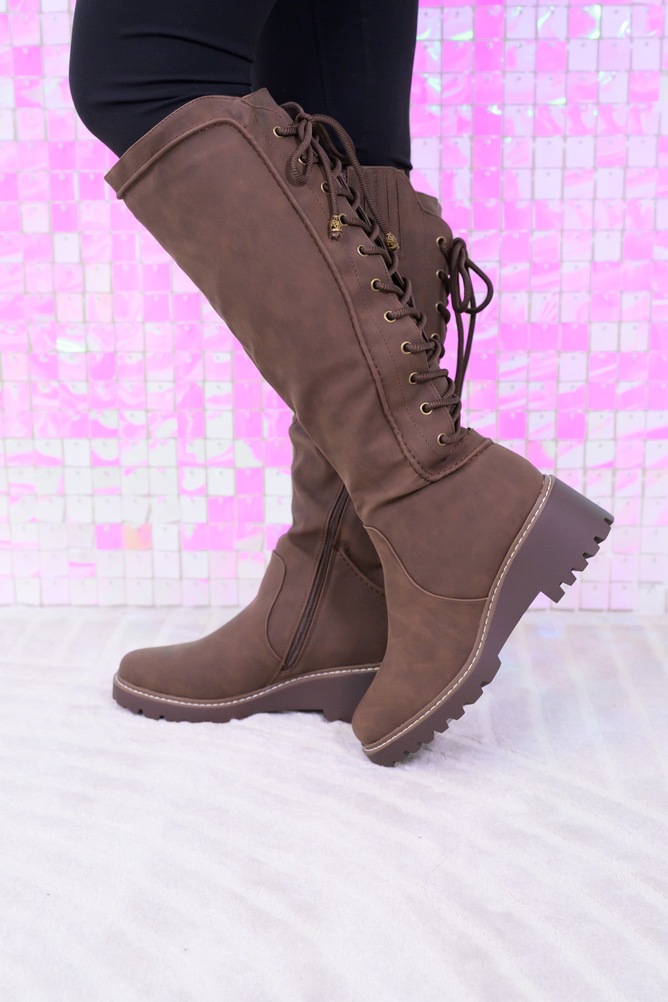 Agenda Lace Up Combat Boots - Brown