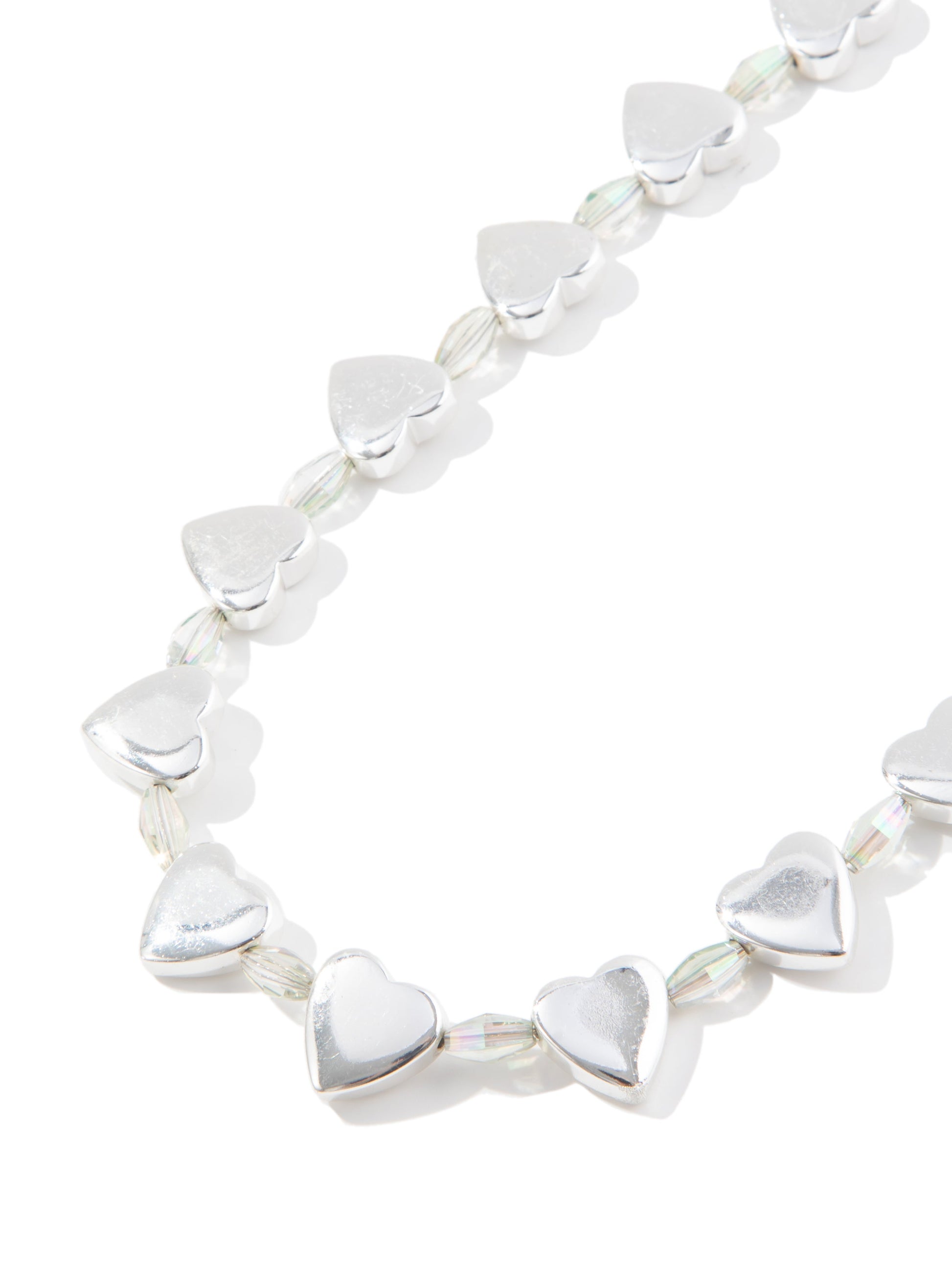 Hearts Of Light Necklace - Liquid Metallic Pearl White