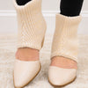 Magnolia Cut Out Chunky Knitted Cuff Ankle Booties - Cream