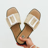MIA Barbados Flat Sandals - Natural White Raffia
