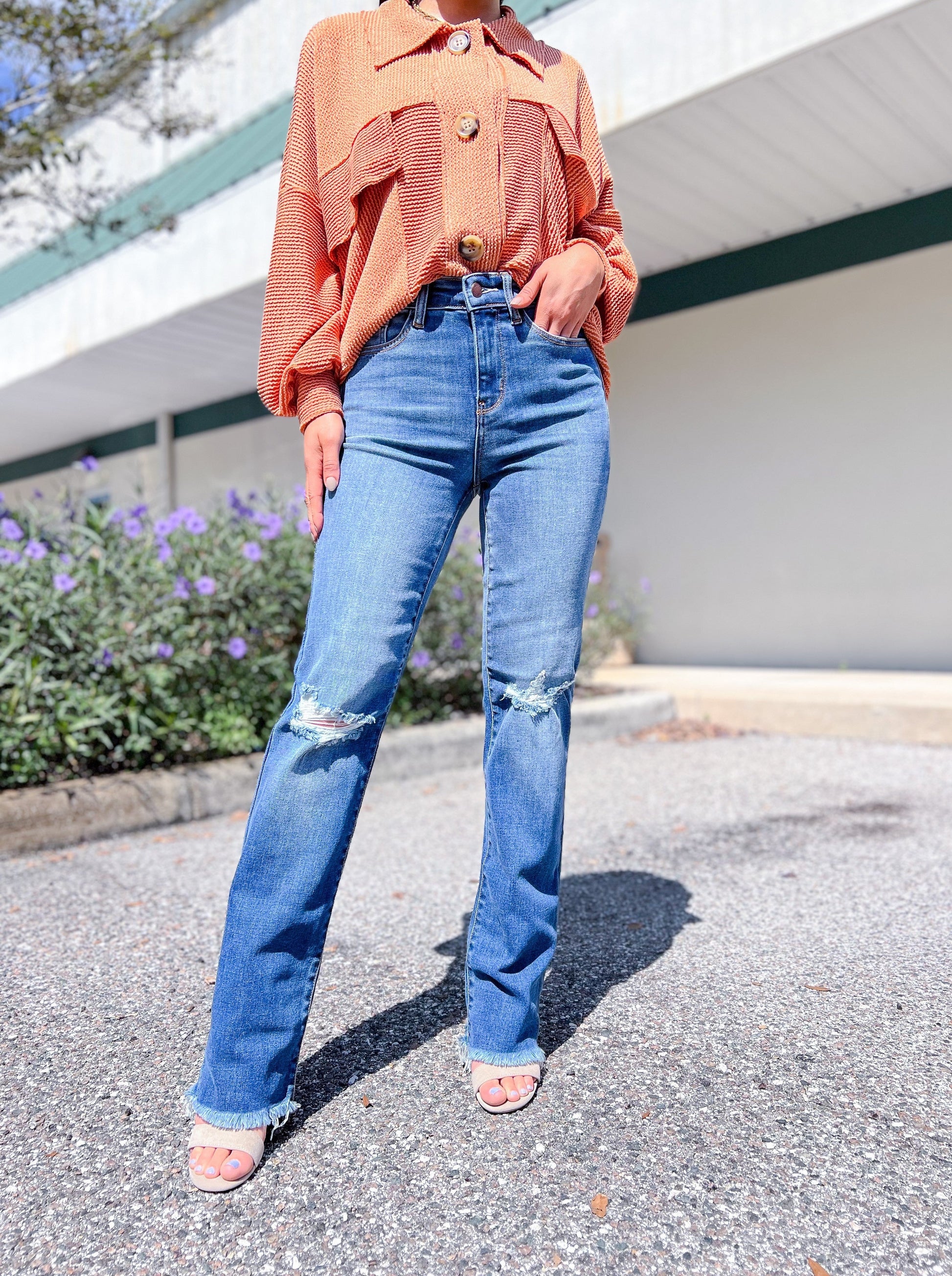 Judy Blue Nashville Hot Frayed Hem Straight Jeans