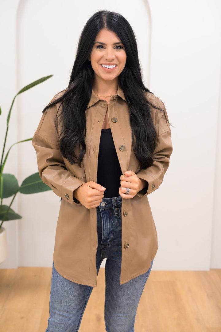 Fall To Pieces Faux Leather Shacket