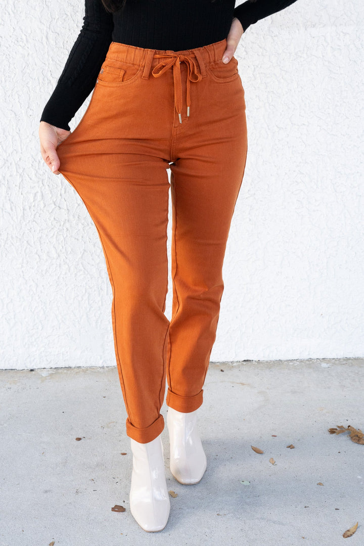 Icing On The Cake By Judy Blue - Auburn Orange Double Cuff Joggers