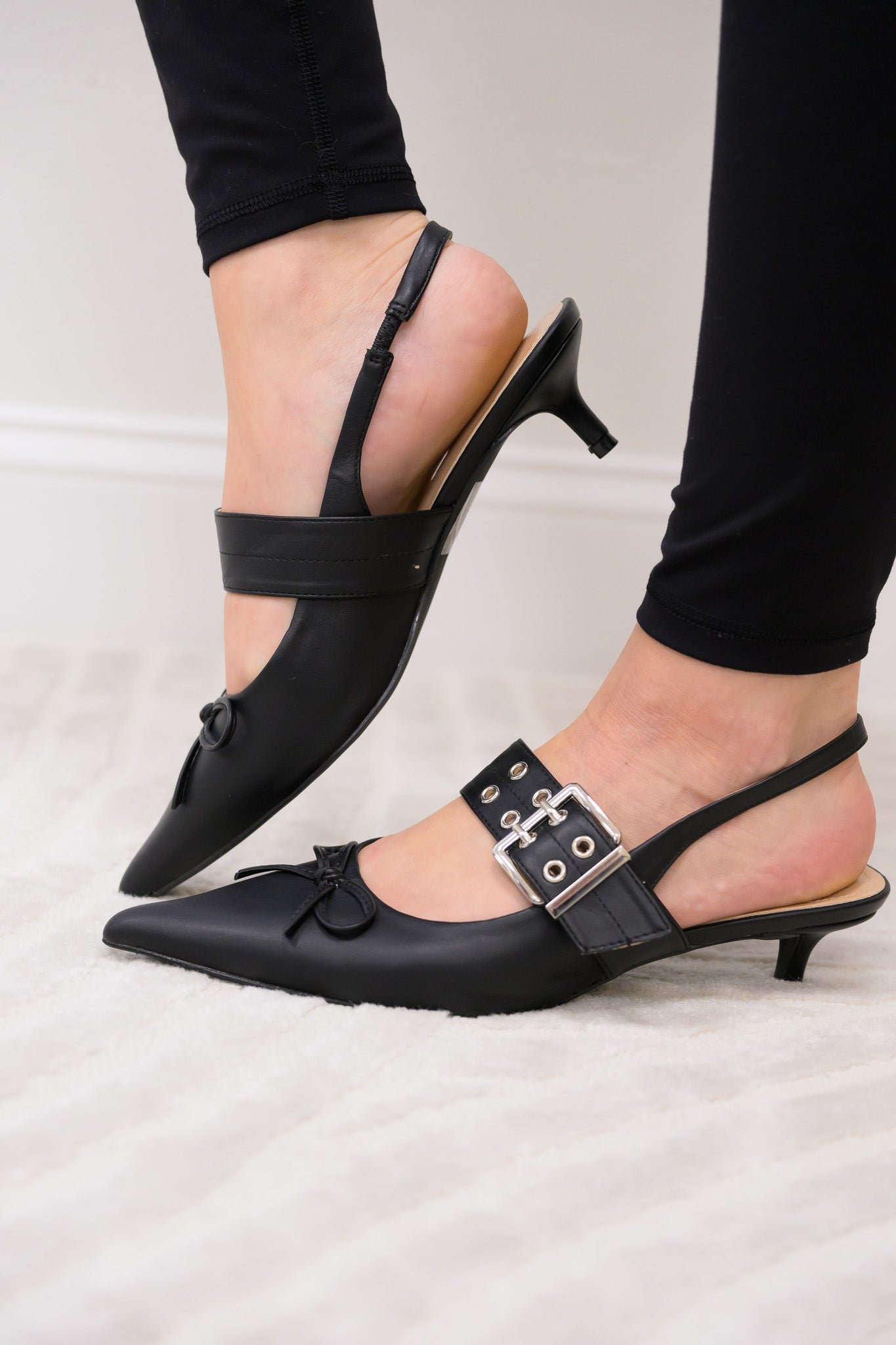 Sleek Grommet Slingback Kitten Heels - 3 Colors!