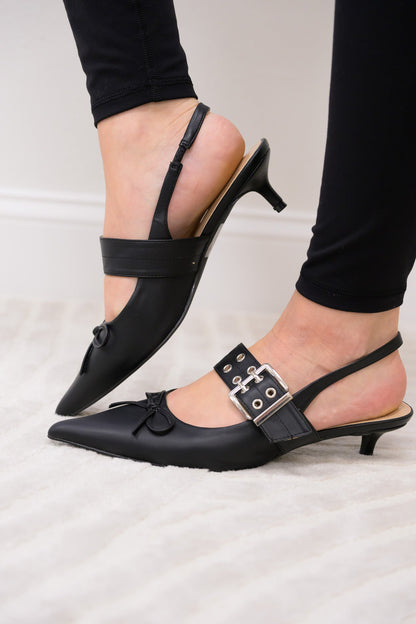 Sleek Grommet Slingback Kitten Heels - 3 Colors!