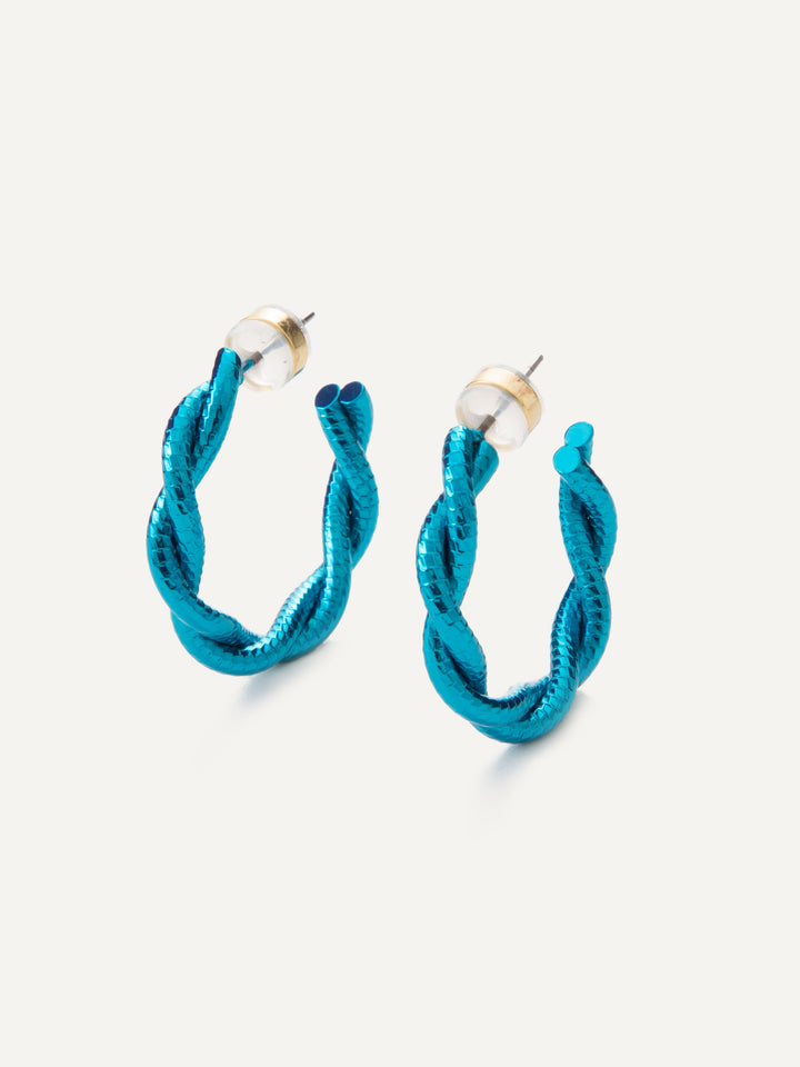 Lola Earrings - Liquid Metallic Blue Lagoon