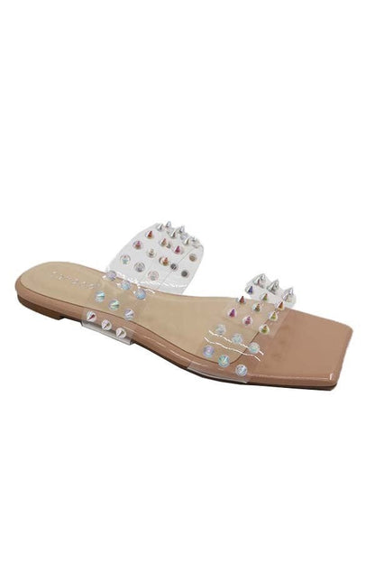 Block Studded Strap Slide Sandals - 2 Colors!
