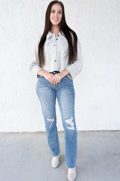 Down By The Bay By Lovervet - High Rise Destress Straight Jeans