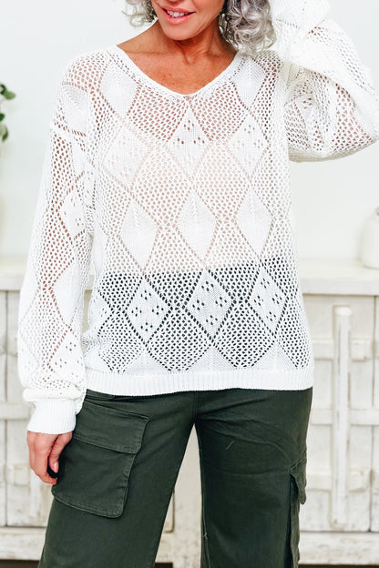 Gleam Grid Diamond Pullover Sweater - 2 Colors!