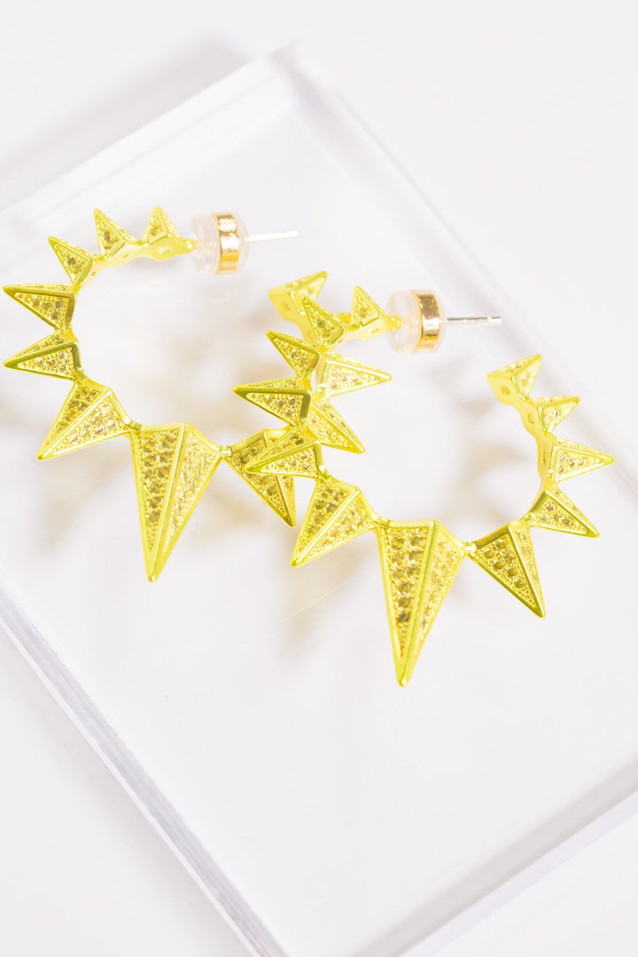 Spikey Earrings - Metallic Lime Punch