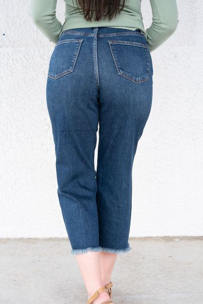 FanFest By Judy Blue - High Rise Button Fly Crop Wide Leg Jeans