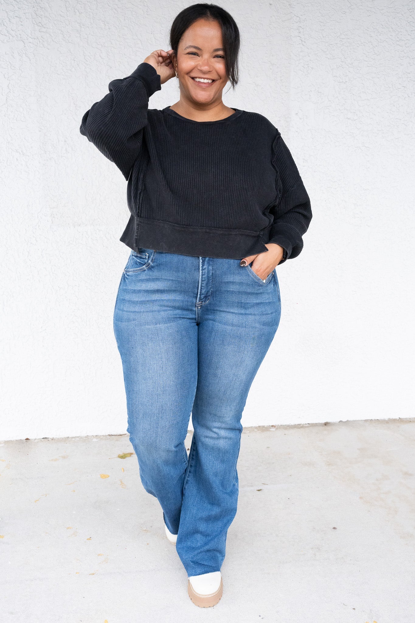 Sassy & Classy By Risen - High Rise Bootcut Double Button Jeans