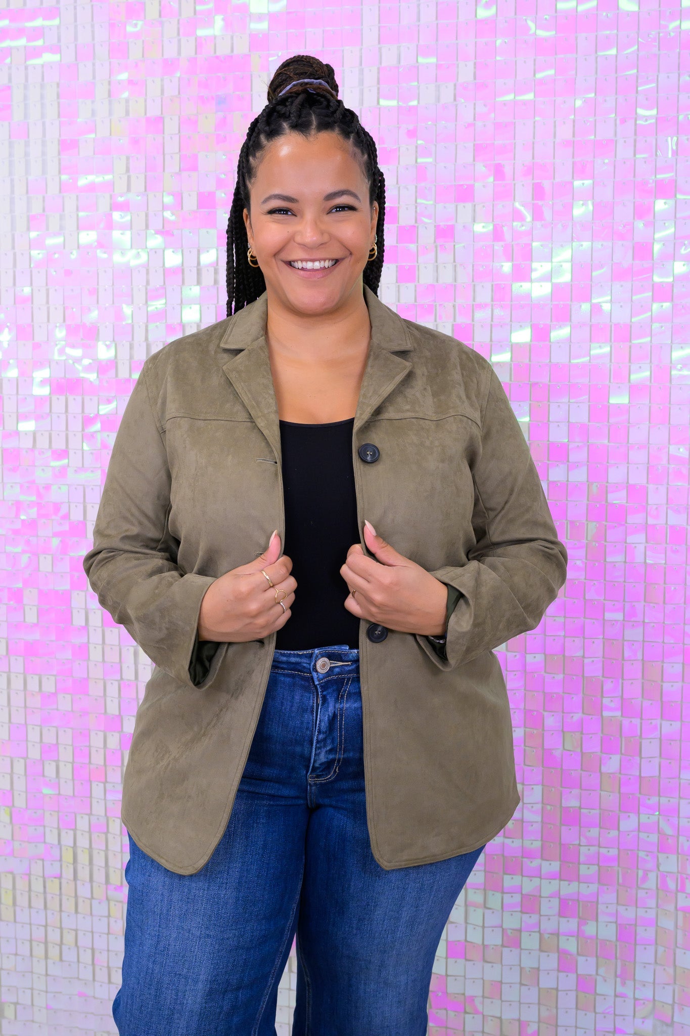 From The Beginning Faux Suede Blazer