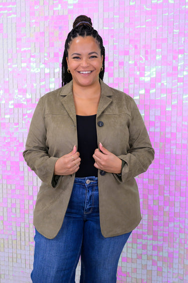 From The Beginning Faux Suede Blazer