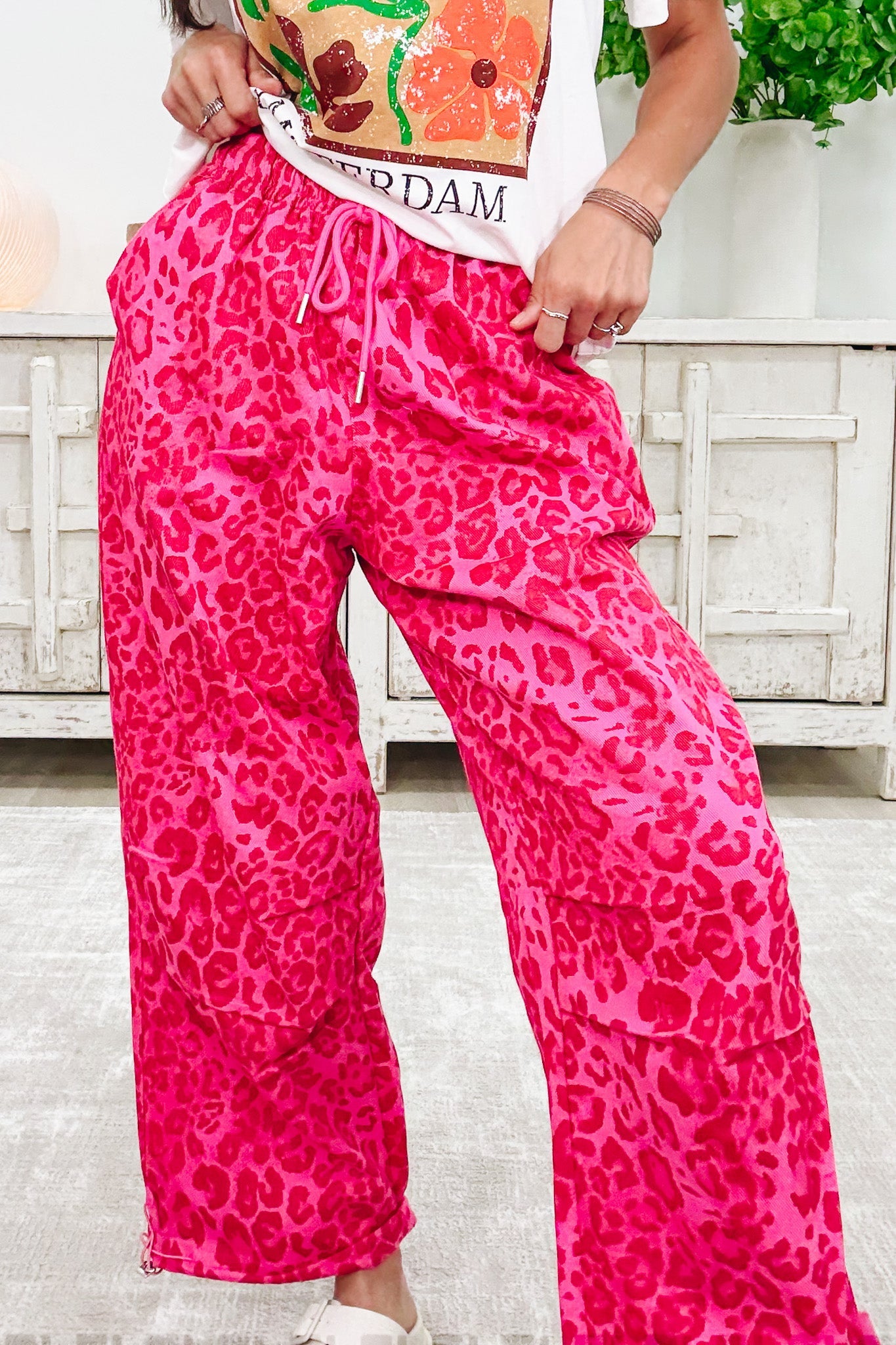 Take It In Stride Leopard Pants - Pink Leopard