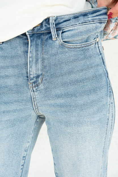 Material Girl By Judy Blue - High Rise Seam Insert Retro Wide Leg Jeans
