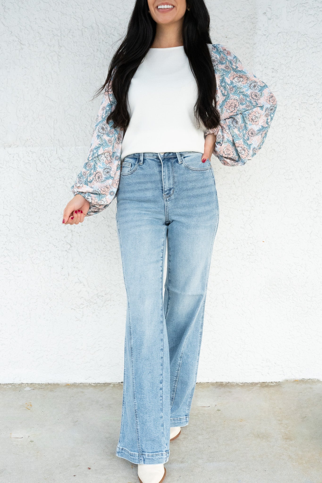 Material Girl By Judy Blue - High Rise Seam Insert Retro Wide Leg Jeans