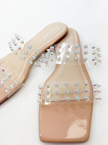 Block Studded Strap Slide Sandals - 2 Colors!