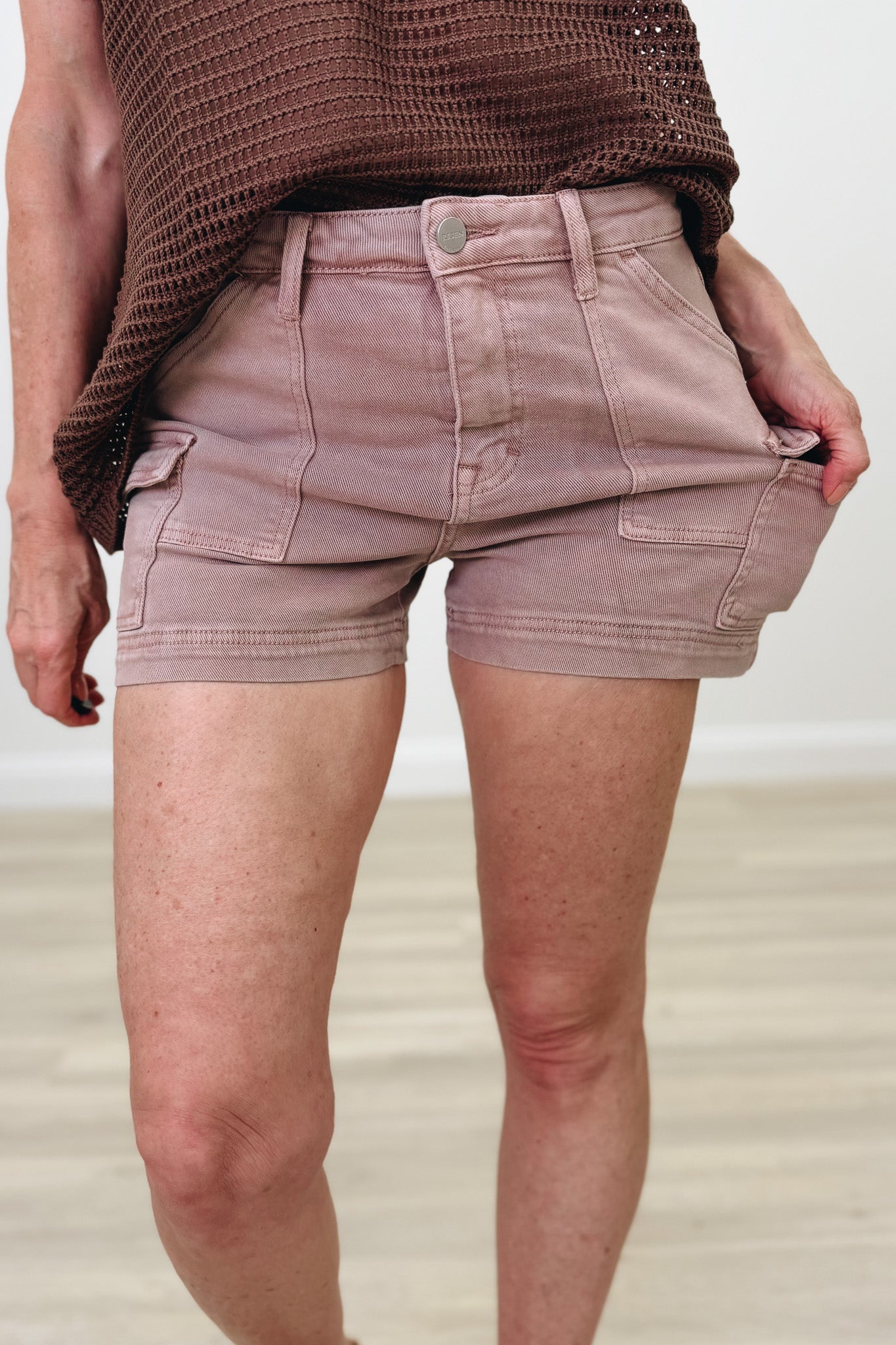 Feeling Sleek By Risen - High Rise Cargo Shorts - Mauve