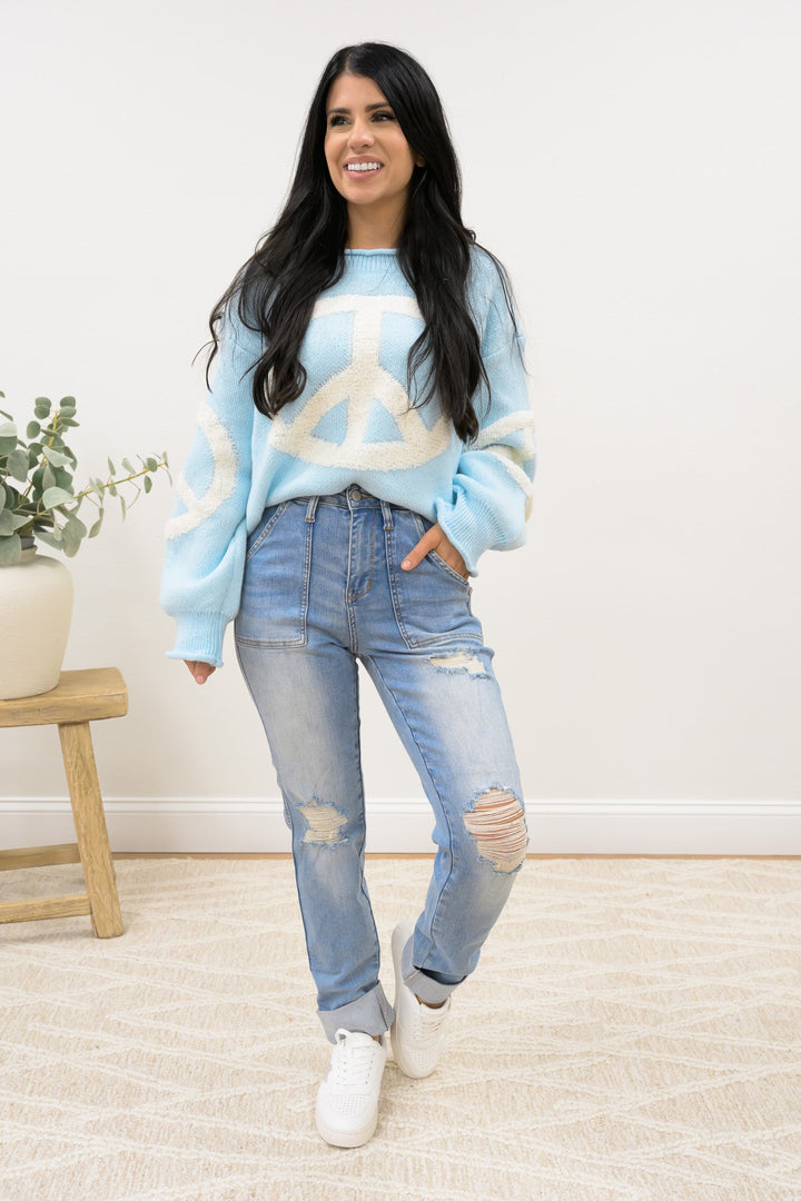 Globe Trotter  By Judy Blue - High Rise Patch Pocket Destroy Boyfriend Jeans