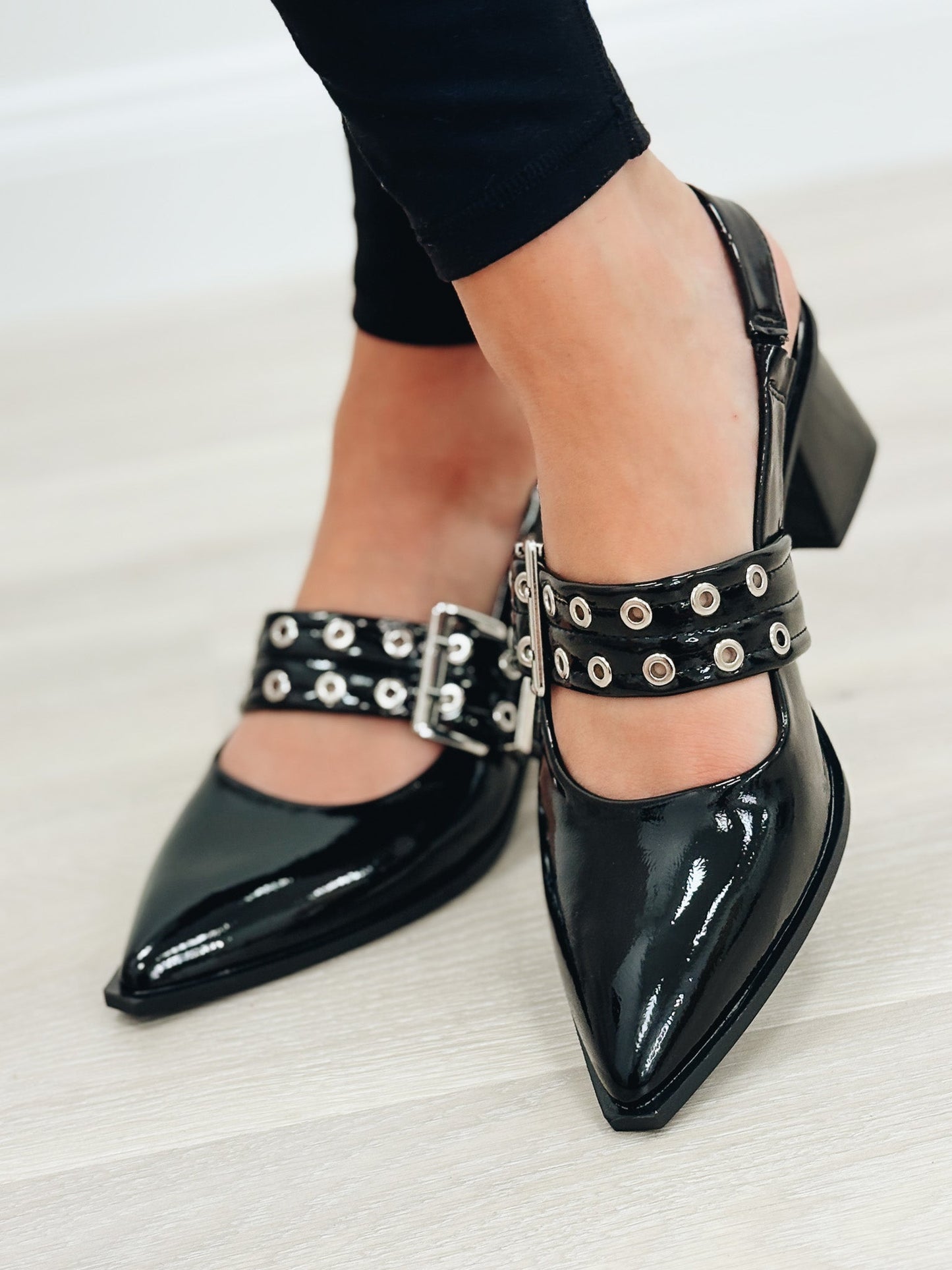 Abigail Slingback Heel Loafers - Black