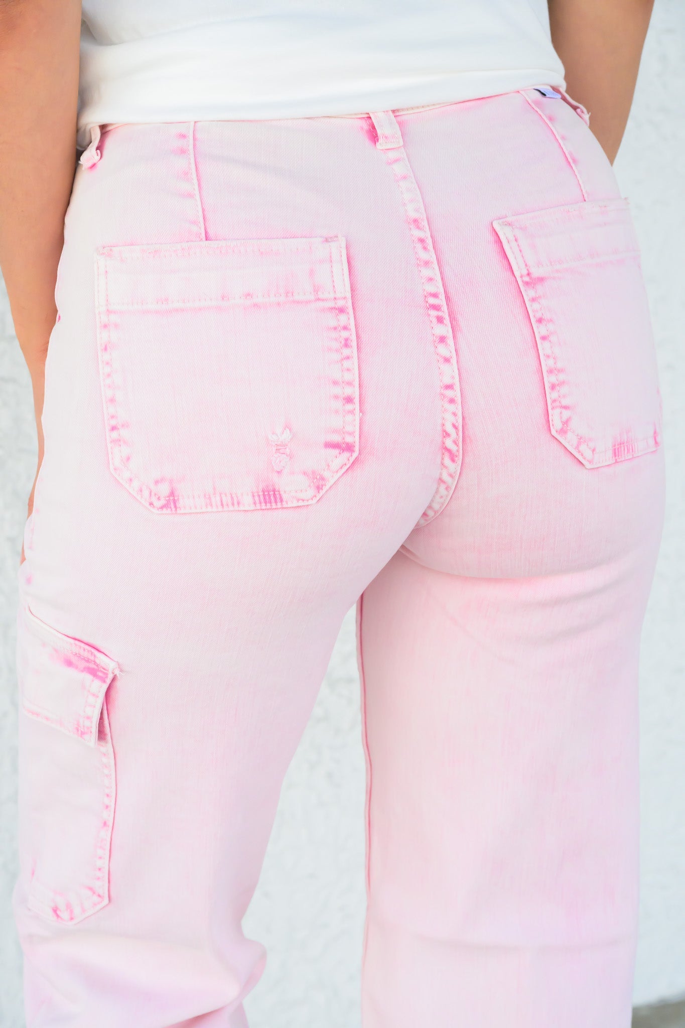 Gossip Girl By Risen - High Rise Wide Leg Cargo Jeans - Acid Pink