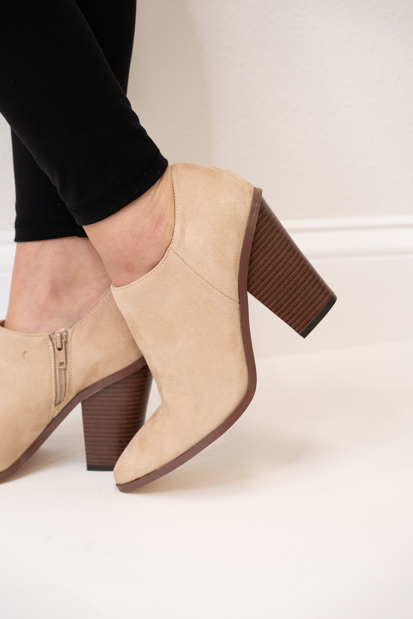 Yesenia Block Heel Ankle Booties - Nude