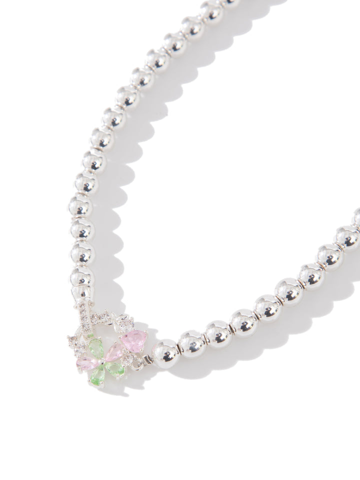 Sweet Pea Necklace - Liquid Metallic Pearl White