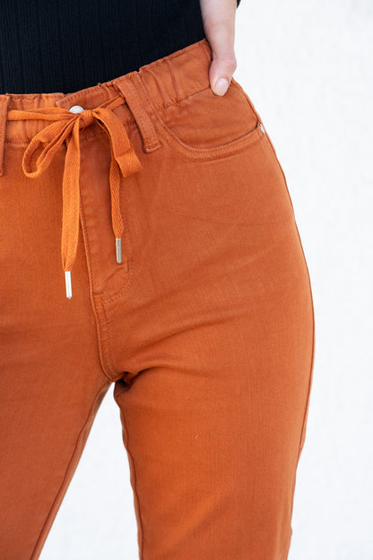 Icing On The Cake By Judy Blue - Auburn Orange Double Cuff Joggers