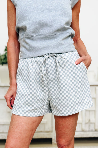 Square Up Checkerboard Shorts - Heather Grey