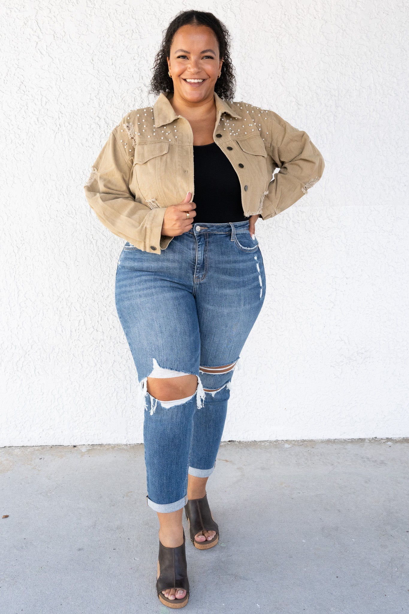 Upgraded By Lovervet - High Rise Rolled Cuff Boyfriend Jeans