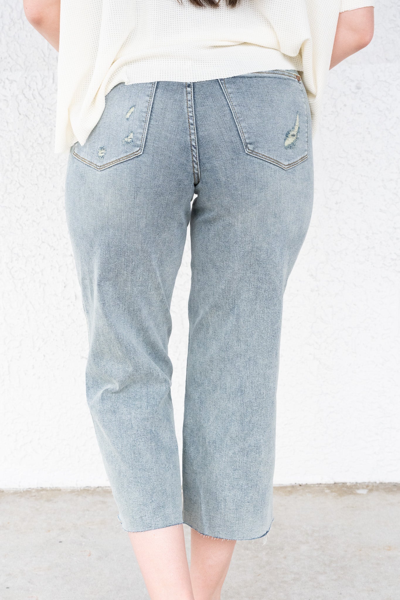 Hold On To This By Judy Blue - Mid Rise Tummy Control Crop Wide Leg Jeans